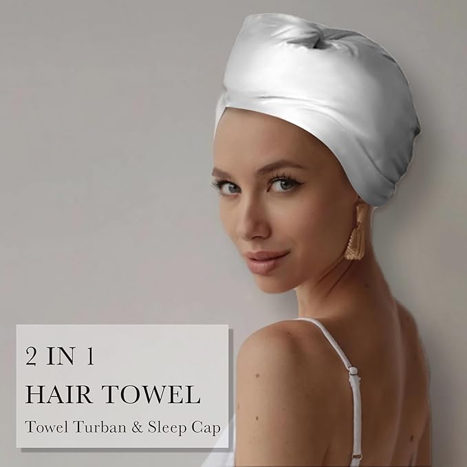 Chloven Satin Microfiber Hair Towel Wrap - Quick Dry & Frizz-Free Plopping Towel for Wet, Long & Curly Hair