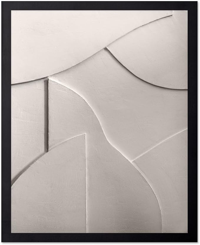 Monem Art Minimalist White Geometric Texture Print - Abstract Scandinavian Wall Art Poster - Wall Decor for Living Room, Bedroom or Office - 12x16 Unframed Wall Art by Mareike Bohmer
