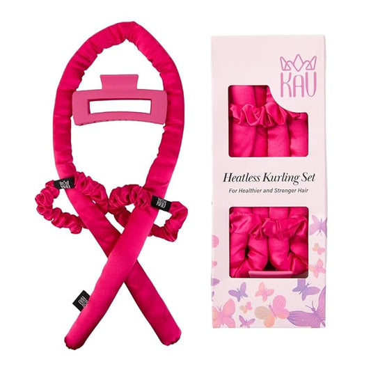 Heatless Hair Curler, Satin Hair Rollers for Heat less Curls Overnight, Premium Satin for No Heat Curls, Overnight Heatless Curling Rod to Sleep In, Silky Curlers with Clip and Scrunchies