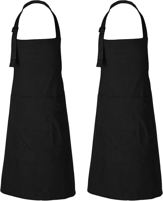 RAJRANG 100% Cotton Cooking Apron with 3 Pockets Kitchen Chef BBQ Adjustable Bib Aprons for Women Men