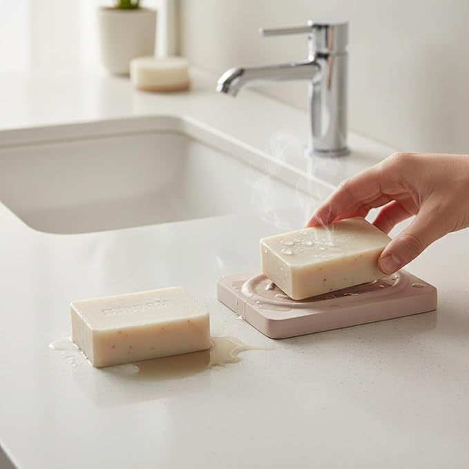 Diatomaceous Earth Soap Dish Tray, Stone Tray for Bathroom Sink Counter, 4.7 x 3.1 Inch (1 PC)