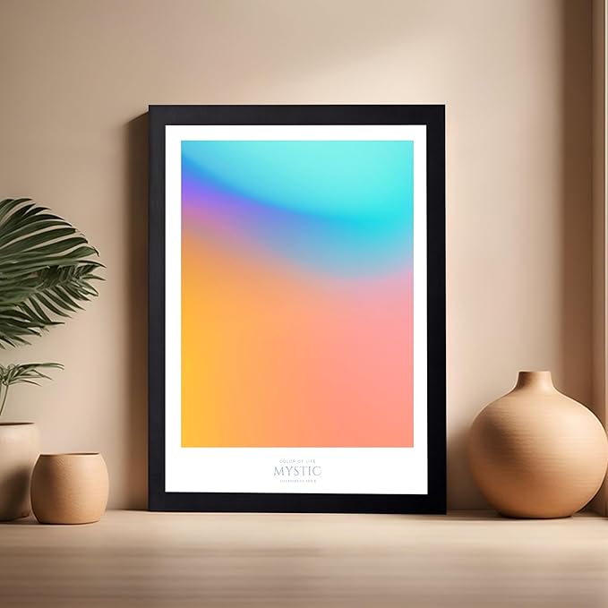 Monem Art Mystic Iridescent Gradient Print - Minimalist Abstract Color Field Poster - Wall Decor for Living Room, Bedroom or Office - 16x20 Black Framed Wall Art by Rs Lab Studio