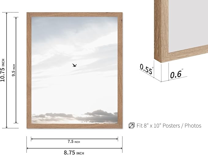 Monem Art Minimalist Bird in Sky Photography Print - Moody Nordic Landscape Art Poster - Wall Decor for Living Room, Bedroom or Office - 8x10 Beige Framed Wall Art by Mareike Bohmer