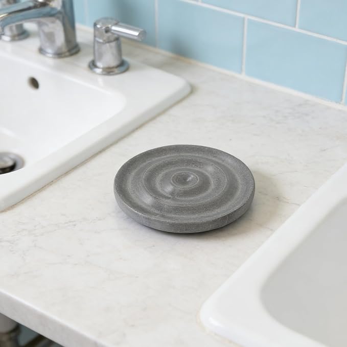 Diatomite Soap Dish: Compact Self-Dry Soap Container - Bathroom Accessory Stone Drying Mat for Kitchen Counter Countertop - Water Absorbing Coaster