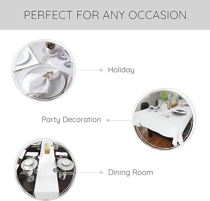 Set of 12 Cloth Napkins, 18 X 18 Inches, 100% Cotton Premium Quality Cloth Napkins with Mitered Corners, Durable, Absorbent, Table Dinner Napkins Cloth for Lunch, Restaurant, Weddings, Parties, White
