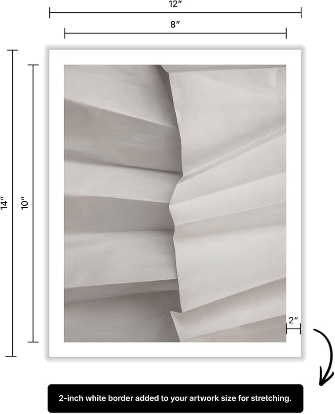 Monem Art Minimalist Folded Paper Texture Print - Neutral Abstract Modern Art Poster - Wall Decor for Living Room, Bedroom or Office - 8x10 ROLLED CANVAS Wall Art by Mareike Bohmer