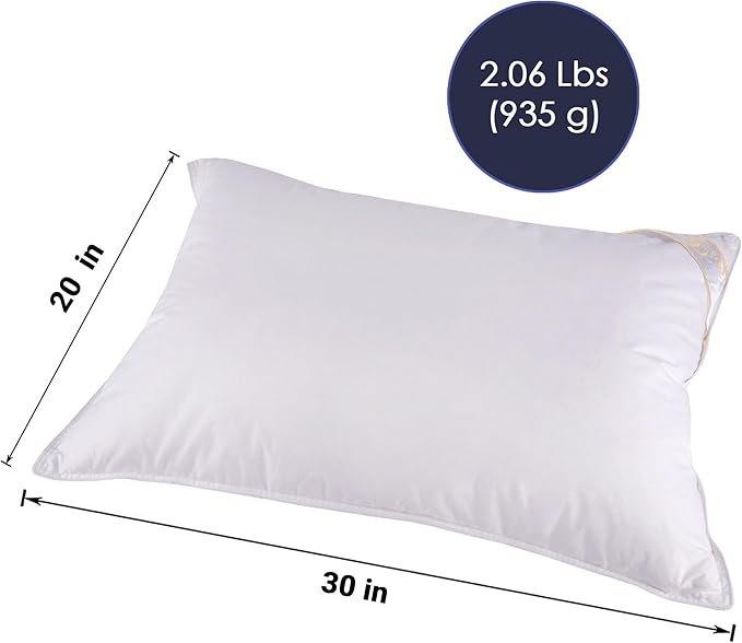Wool Pillow – 100% Cotton Cover, Breathable & Temperature Regulating Bed Pillow, Natural Sheep Wool Fill, Hypoallergenic Sleeping Pillow (King (U.S. Standard), Medium, Duck Down)