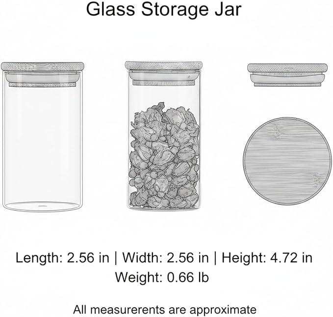 Borosilicate Glass Storage Jar with Bamboo Lid, Airtight Dry Food Canister for Kitchen Pantry & Countertop Organization