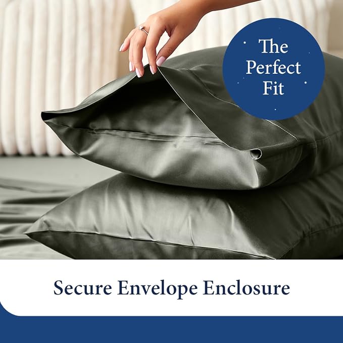 Cosy House Collection 100% Rayon Derived from Bamboo Pillowcase Set | Cooling, Breathable, Silky Soft 2-Piece Envelope Closure Pillow Case Cover Set (King, Tan)