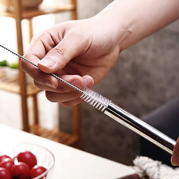 Vinaco Stainless Steel Smoothie Straws, 0.5'' Extra Wide Reusable Metal Drinking Straws for Milkshakes, Bubble Tea, Smoothie, Set of 6 Jumbo Drinks with 1 Cleaning Brush