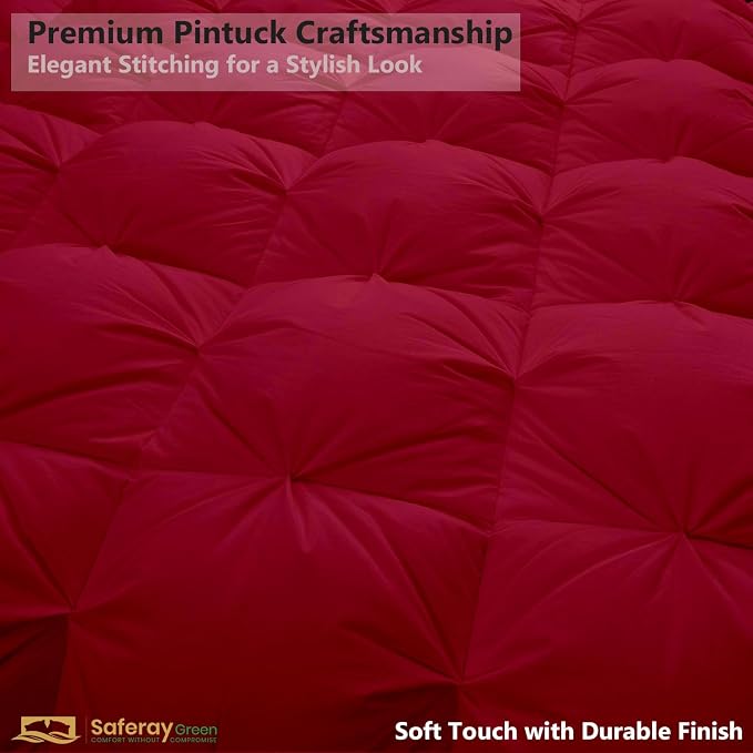Oversized King Down Alternative Comforter 132x120 Inch Burgundy – 500 GSM Ultra Soft Breathable, Luxury Pintuck Pinch Pleat, All Season Duvet Insert with Corner Tabs, Machine Washable