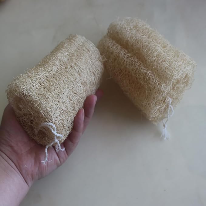 5" Natural Loofah Sponge Organic Bath Exfoliating Body Scrubber Economical Organic Luffa for Women and Men in Shower (2 Pack)