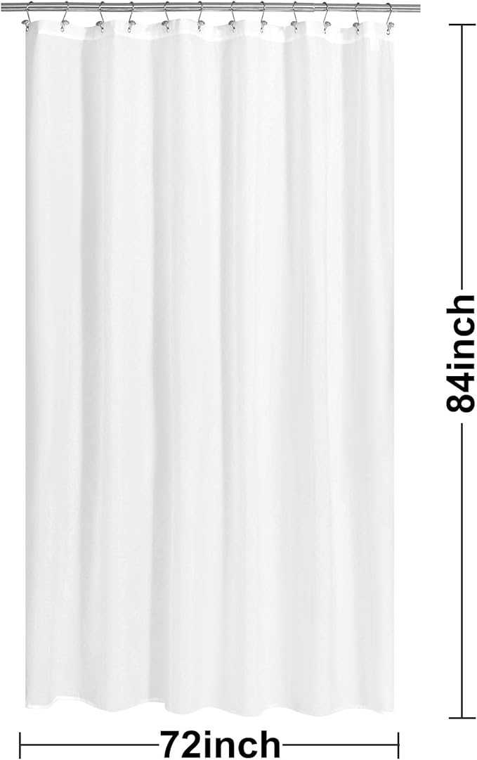 N&Y HOME Fabric Shower Curtain Liner Extra Long 72 x 84 Inches with 2 Bottom Magnets, Hotel Quality, Washable, White Spa Bathroom Curtains with Grommets, 72x84 (Pack of 2)