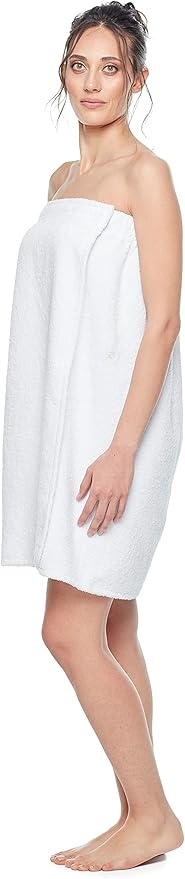 Arus Women's Bathrobe GOTS Certified Organic 100% Turkish Terry Cotton Robe Adjustable Closure Bath Wrap