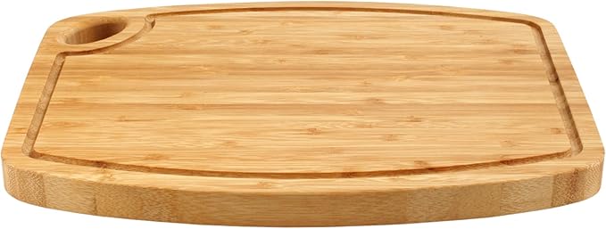 BambooMN Natural Bamboo Cutting Board w/Juice Groove and Hanging Hole - 11.75" x 8.63" x 0.75" - Vertical Cut - 30 Pieces