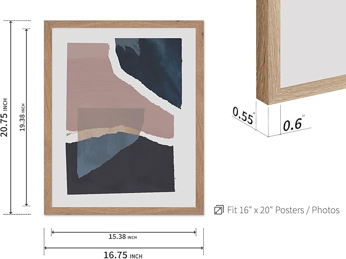 Monem Art Torn Paper Abstract Collage Print - Minimalist Scandinavian Art Poster - Wall Decor for Living Room, Bedroom or Office - 16x20 Beige Framed Wall Art by Mareike Bohmer