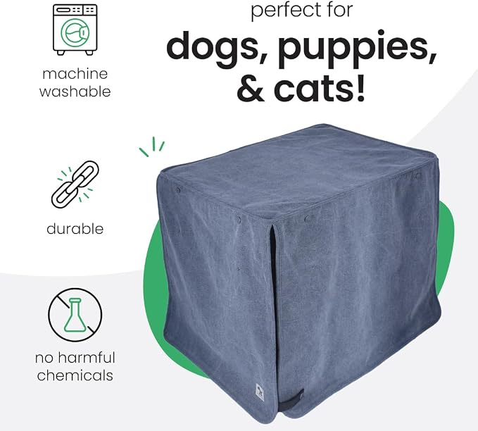 Molly Mutt Dragonstone Dog Crate Cover, GOTS-Certified 100% Organic Cotton Canvas Cover for Dog or Puppy Kennel and Cage, Washable, Free of Harmful Chemicals, Medium/Large, Fits 30"x19"x21" Crate