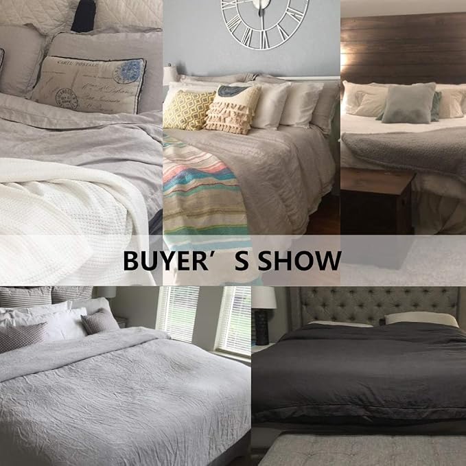 Simple&Opulence 100% Washed Linen Duvet Cover with Embroidered, 3 Pieces Soft Farmhouse Comforter Set with Button Closure,1 Duvet Cover and 2 Pillowshams(Queen,Charcoal Grey)
