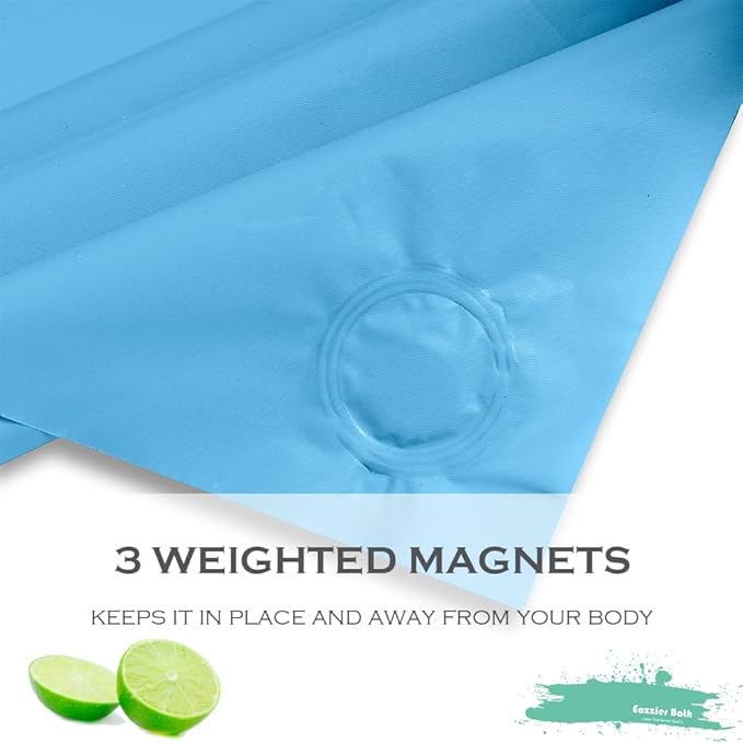 Baby Blue Plastic Shower Curtain Or Liner, 72x72 Inch Lightweight Cream Blue Plastic Bathroom Shower Showroom Inner Curtain with Rustproof Metal Grommet Holes and Weighted Magnets