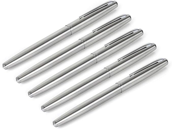 Gullor 5 PCS Stainless Steel EF Nib Classic Fountain Pens Set with Ink Converters