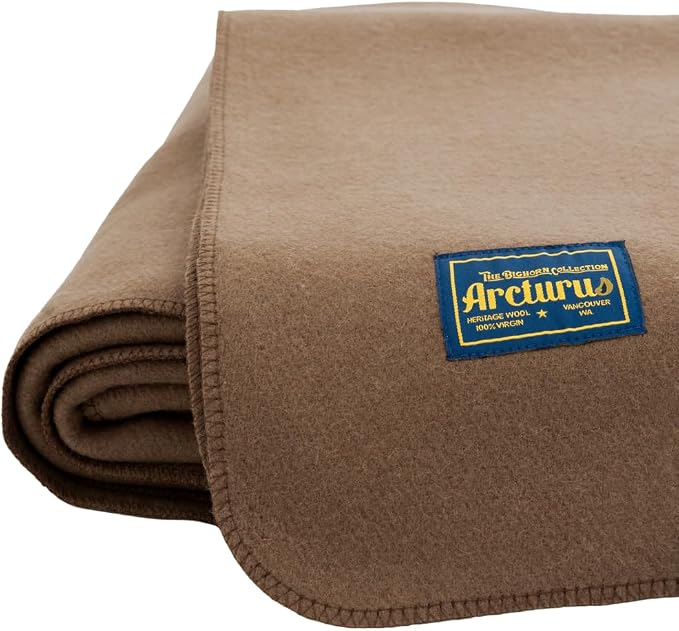 Arcturus Bighorn 100% Virgin Wool Blanket | Heirloom-Quality Wool Bedding for Home & Cabin | Warm, Thick & Durable | Twin, Queen & King Sizes (Mocha, King)