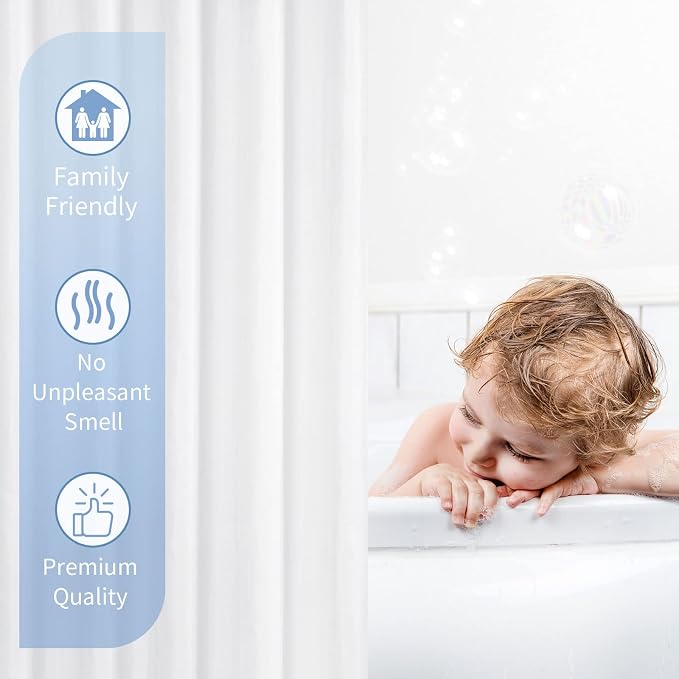 Gibelle Stall Small Shower Curtain Liner 36 x 72 Inches, White Shower Curtain Liner, Washable Waterproof Fabric Shower Liner for Bathroom, Machine Washable