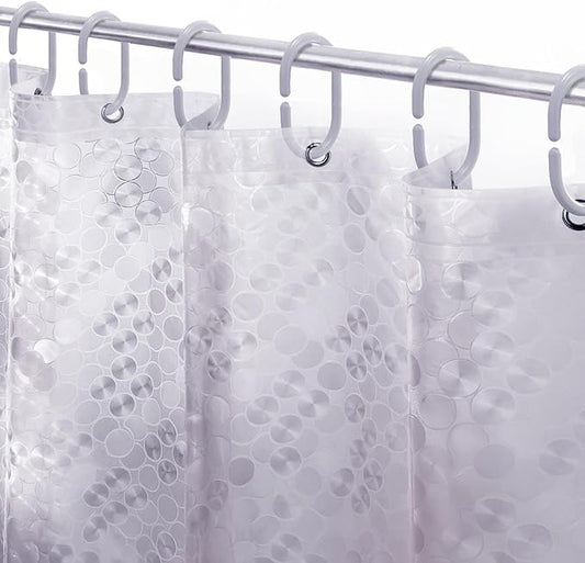 LiBa PEVA Shower Curtain Liner with 12 Plastic Rings, 8G Waterproof Shower Liner, 72x72 Inch Clear Shower Curtain with Magnets, Weighted Bathroom, 3D Clear Bubbles Pattern