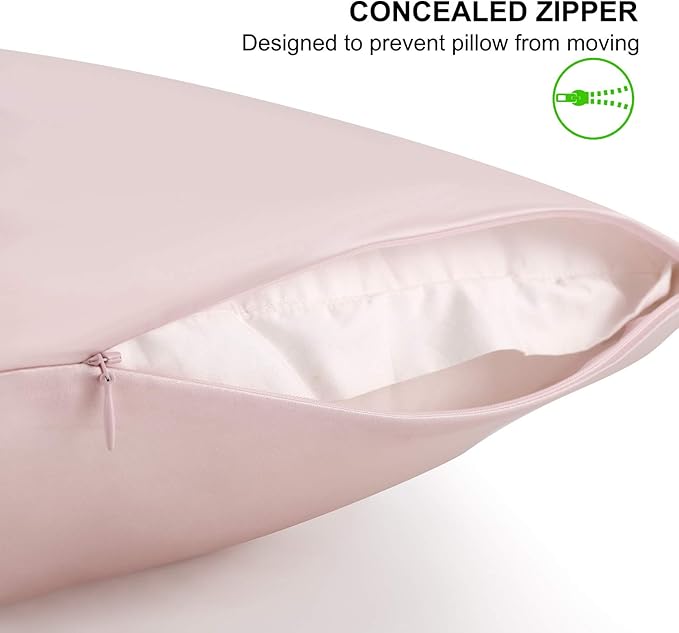 ALASKA BEAR 200% Good for You Silk Pillowcase for Hair and Skin Care Soft Pillow Case with Random Color Scrunchie Gift Set King (1pc, Soft Pink)
