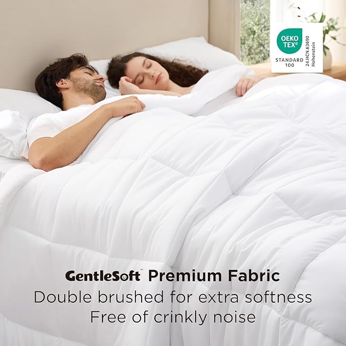 Bedsure Comforter Duvet Insert - Quilted Comforters Super King Size, All Season Duvet, GentleSoft Down Alternative Bedding Blanket, with 8 Tabs, Gifts for Women/Men, White, Super King 120x120 Inches