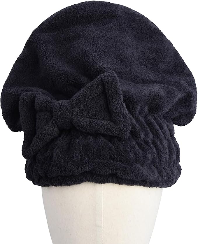 HOPESHINE Microfiber Hair Towel Cap for Women Wet Short or Long Curly Hair Super Absorbent Quick Dry Turbans Anti Frizz Great Gift for Women and Girls (Black, 1)