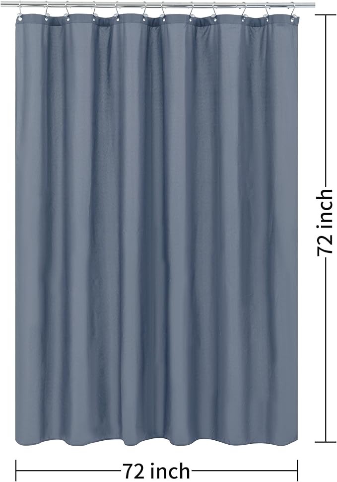 ALYVIA SPRING Blue Fabric Shower Curtain Liner Waterproof - Soft & Light-Weight Cloth Shower Liner with 3 Magnets, Hotel Quality & Machine Washable - Standard Size 72x72, Stone Blue