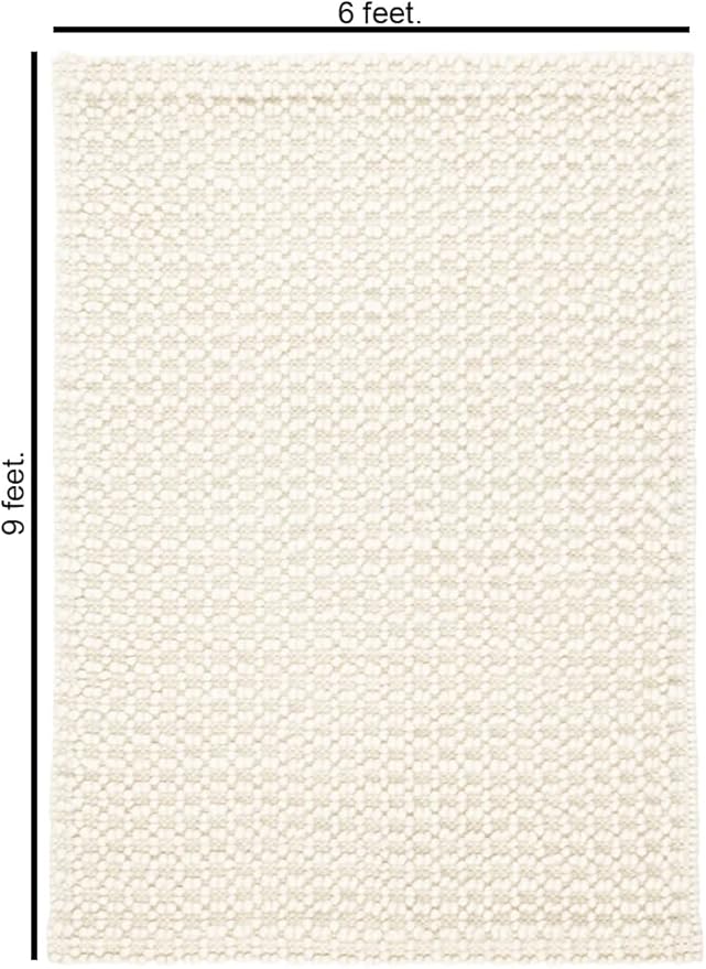 Handwoven Wool Area Rug - Hand Woven Natural Carpet Rugs- Bedroom Living Room Dining Room (Ivory- 6'x9')