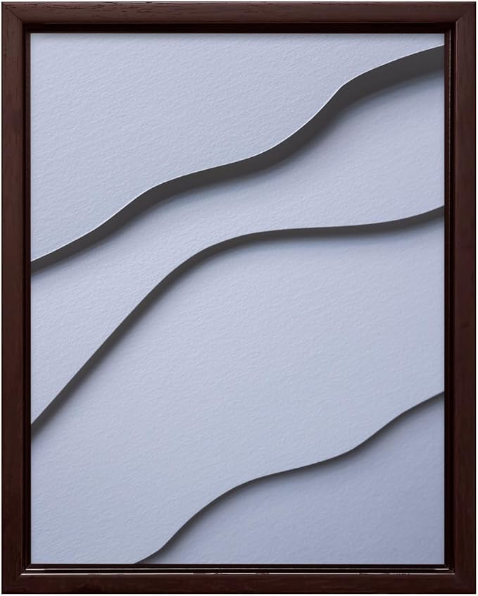 Monem Art Minimalist White Paper Waves Print - Abstract Scandinavian Texture Poster - Wall Decor for Living Room, Bedroom or Office - 24x32 Brown Framed CANVAS Wall Art by Mareike Bohmer