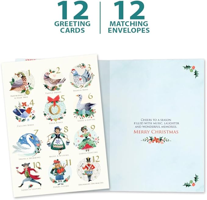 Tree-Free Greetings - Season's Greeting Cards - Artful Designs - 12 Cards + Matching Envelopes - Made in USA - 100% Recycled Paper - 5 x 7-12 Days (VP80732)