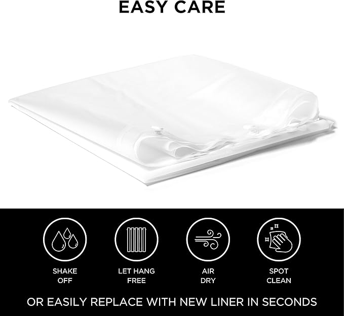 Hookless It’s A Snap! Plastic PEVA Antimicrobial Snap-in Replacement Shower Curtain Liner Curtain with Sheer Window, 70" x 54", Water-Repellent, Easy Install, Frost (Pack of 6)