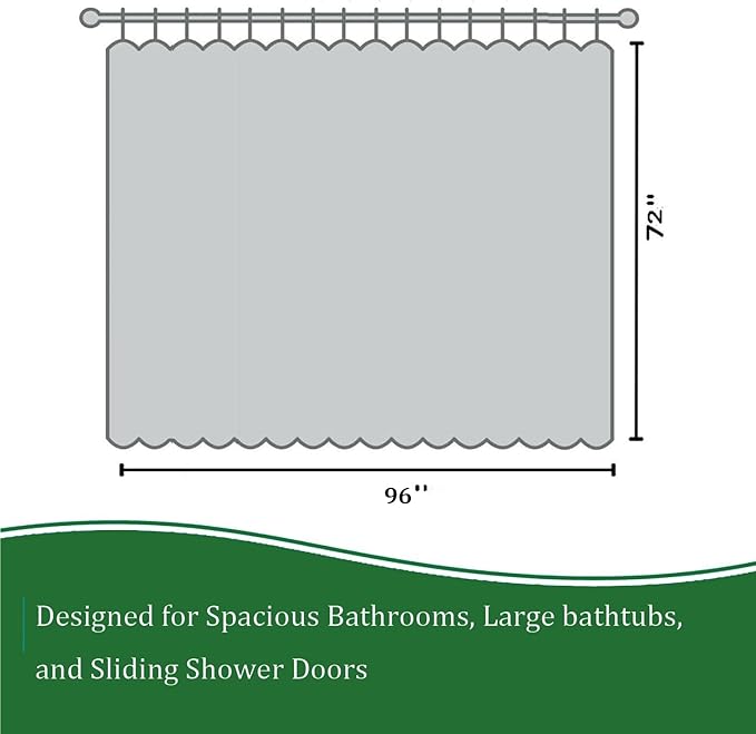 Extra Wide Clear Shower Curtain Liner 96 x 72 inch, PVEA Heavy Duty Shower Liner with 6 Weighted Magnets, Transparent,16 Rustproof Grommets,100% Waterproof