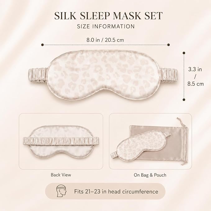 Silk Sleep Mask Light Blocking Luxury 100% Mulberry 22mm Silk Eye Mask Eye Cover Blindfold Ultra Soft Light & Comfy Anti Aging Skin Care with Travel Bag Gift Package