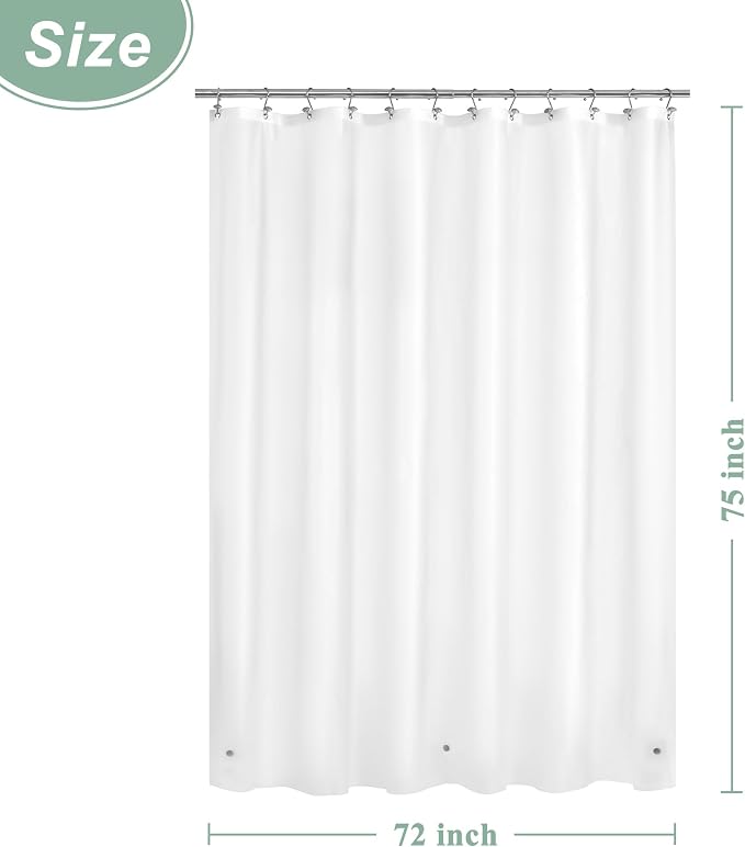 Mrs Awesome Frost Shower Curtain Liner with 3 Magnets, 72x75 Frosted PEVA Shower Liner, Light Weight Plastic Shower Curtain for Bathroom, Waterproof,Frost