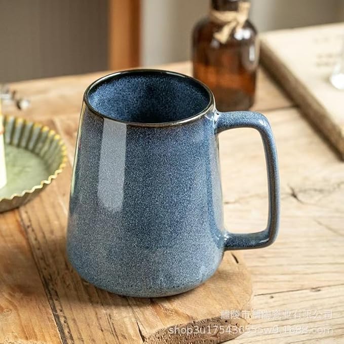 24 OZ, Large Ceramics Coffee Mugs with Handle, Extra Large Tea and Coffee Cup for Office and Home，Microwave and Dishwasher Safe,For Gift and Present(Blue)