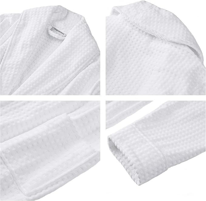 Alpine Swiss Elyse Womens Luxury Waffle Knit Cotton Bathrobe Shawl Collar Hotel Spa Robe