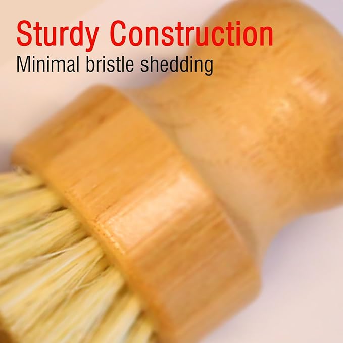 Bamboo Vegetable Brush 5-piece Set，Natural Bristle Dish Brush with Holder, Eco Friendly Soft Dish Scrubber Kitchen Brush for Dishes
