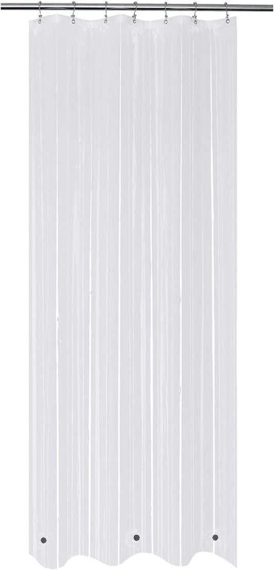 Mrs Awesome 36x84 Small Stall Shower Curtain Liner with 3 Magnets Clear PEVA 8G Thick & Heavy Duty, Waterproof, Narrow Stall Size 36 x 84 inches, Clear