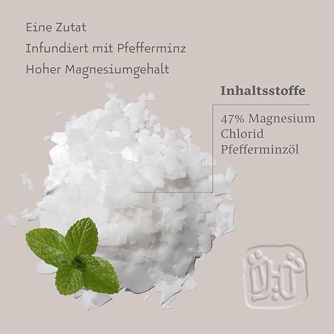 Dead Sea Magnesium Flake Bath Soak for Relief and Relaxtion - 100% Pure Magnesium Chloride Flakes w/Peppermint Infused Essential Oil (2.2 lb Bulk)
