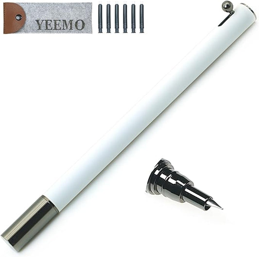 Retractable Fountain Pen – 0.38 mm Extra Fine Nib Fountain Pen, Smooth Fancy Pens with Converter, 6 Ink Cartridges & Gift Pouch for Writing (White)