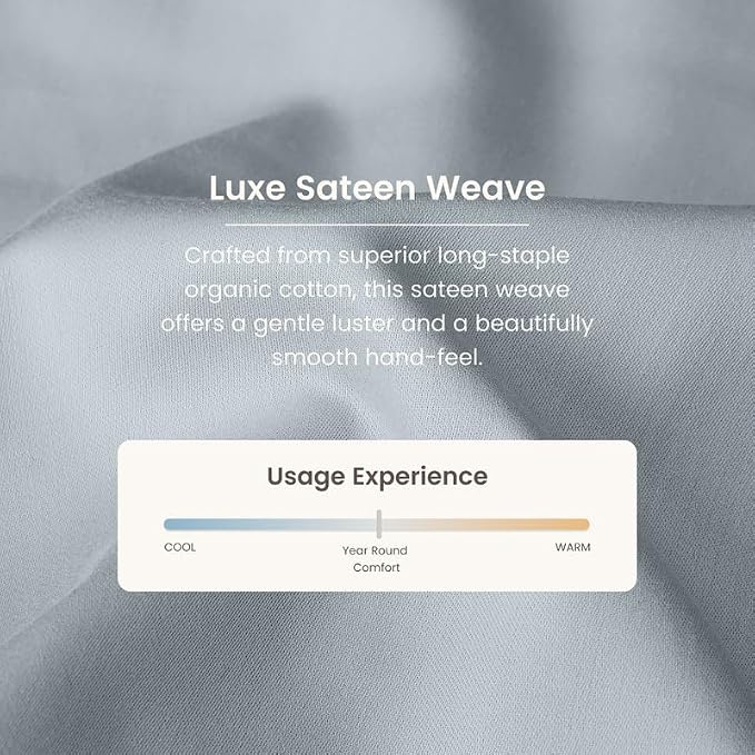 Bioweaves 100% Organic Cotton 1 Fitted Sheet Queen Size Only | 300 Thread Count Sateen Weave GOTS Certified with Deep Pocket - Shore