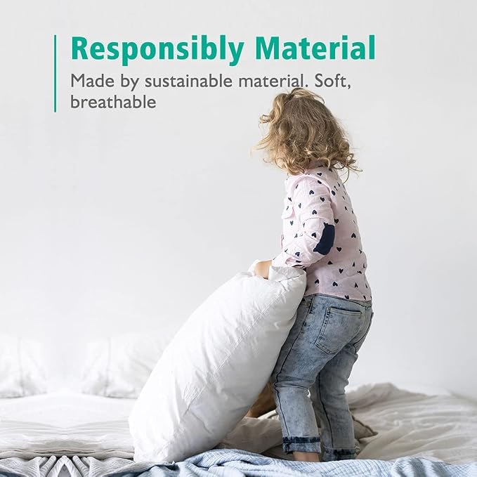 APSMILE Organic Feather Down Pillows Set of 2, Queen Size Bed Pillows for Sleeping with 100% Cotton Cover, 3-Chamber Hybrid Feather Down Core Pillow Surrounded by Polyester for Cushions 20x30 Inches