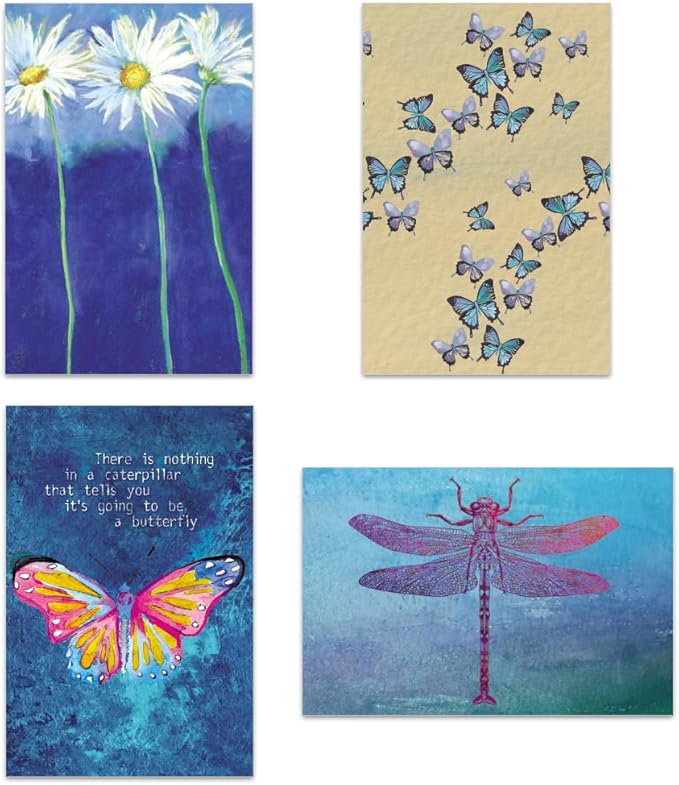 Tree-Free Greetings - All Occasion Cards - Artful Designs - 16 Assorted Cards + White Envelopes - Made in USA - 100% Recycled Paper - 4"x6" - In The Garden (FP54261)