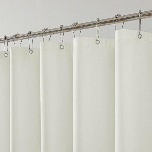 1 Pack Water-Repellent Fabric Shower Curtain Liner - Hotel Quality Machine Washable, 3 Heavy-Duty Magnets with Rustproof Grommets & Weighted Hem, Standard Size 72x66in Cream