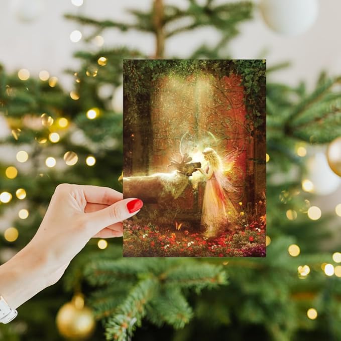 Tree-Free Greetings Gentle Kindness Solstice Cards - 10 Recycled 5x7 Cards & Matching Envelopes, Thick Cardstock, Made in USA - Mystical Fairy Ring
