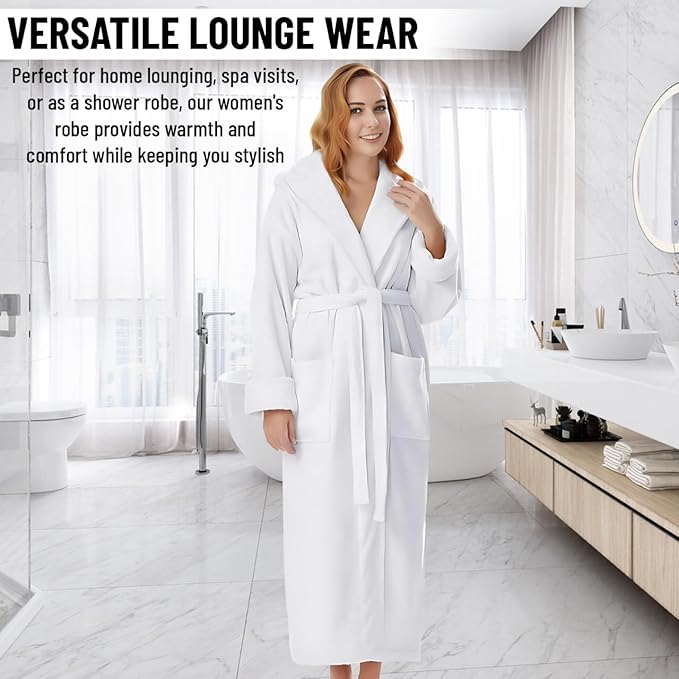 KAHAF COLLECTION Cotton Terry Robes for Women and Men, Terry Shawl Collar Bathrobe, ONE SIZE - UNISEX Men & Women Spa Robe